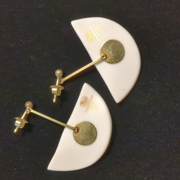 Hutschenreuther Vintage Porcelain Art Earrings - Picture 2 of 3